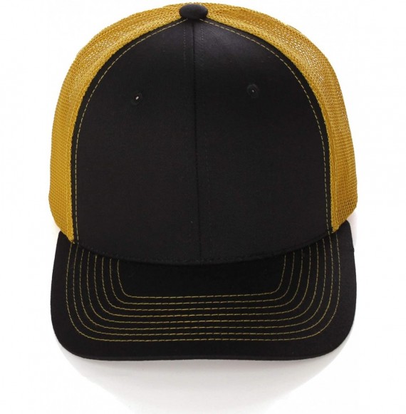 Baseball Caps Vintage Retro Style Plain Two Tone Trucker Hat Adjustable Snapback Baseball Cap - Black Gold - CY18HM929N4