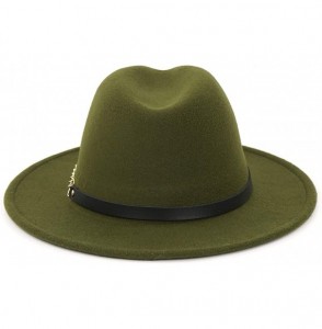 Fedoras Women's Fedoras Belt Buckle Fedora Panama Hat - Army Green - CB18KNH4ME2