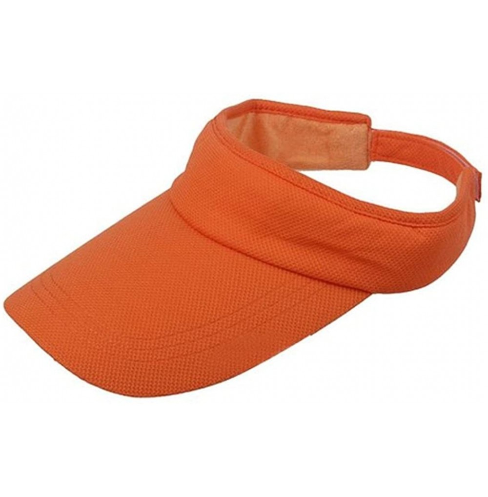 Sun Hats Women Adjustable Visor Sun Plain Hat Sports Cap Tennis Beach Hat - Orange - CN12MZT6QRG