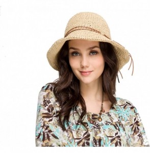Sun Hats Women's Wide Brim Caps Foldable Fashion Summer Beach Sun Straw Hats - Rice - CB12IDG2HA9