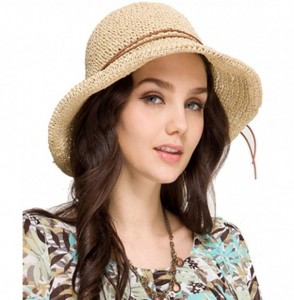 Sun Hats Women's Wide Brim Caps Foldable Fashion Summer Beach Sun Straw Hats - Rice - CB12IDG2HA9
