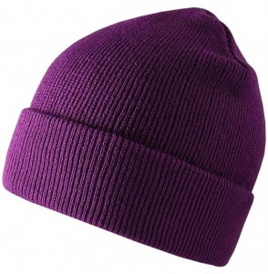 Skullies & Beanies Men's Warm Winter Hats Acrylic Knit Beanie Cap Daily Beanie Hat for Women Girls Boys - Purple - CD192HOSIOQ