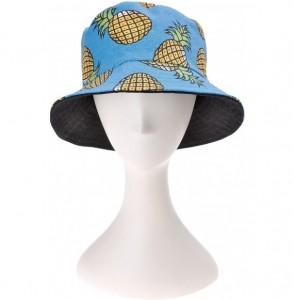 Bucket Hats Unisex Cute Print Bucket Hat Summer Fisherman Cap - Pineapple Blue 2 - CM185N99XRZ