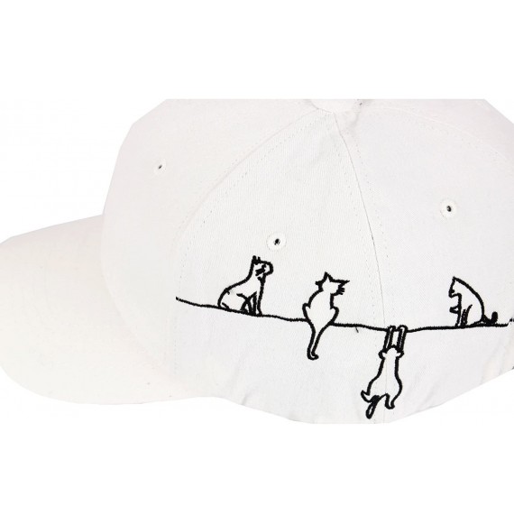Baseball Caps Cute Cat on The Line Design Cats Footprint Strap Cap Baseball Hat Truckers - White - CD17YC4U27I