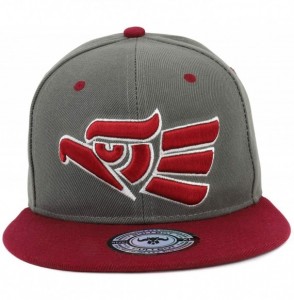 Baseball Caps Hecho En Mexico Eagle 3D Embroidered Fitted Flatbill Snapback Cap - Grey Burgundy - CR18H9OSI5E