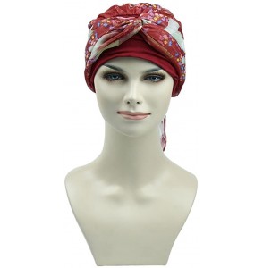 Skullies & Beanies Chemo Headwear Headwrap Scarf Cancer Caps Gifts for Hair Loss Women - Burgundy Star - CH189W35X3R
