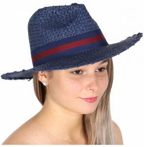 Sun Hats Beach Sun Hats for Women Large Sized Paper Straw Wide Brim Summer Panama Fedora - Sun Protection - CO18ER0NKSI