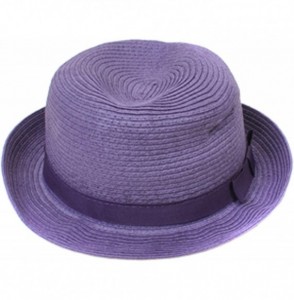 Fedoras Solid Color Paper Fedora Hat - Purple - C8118FWHC4J