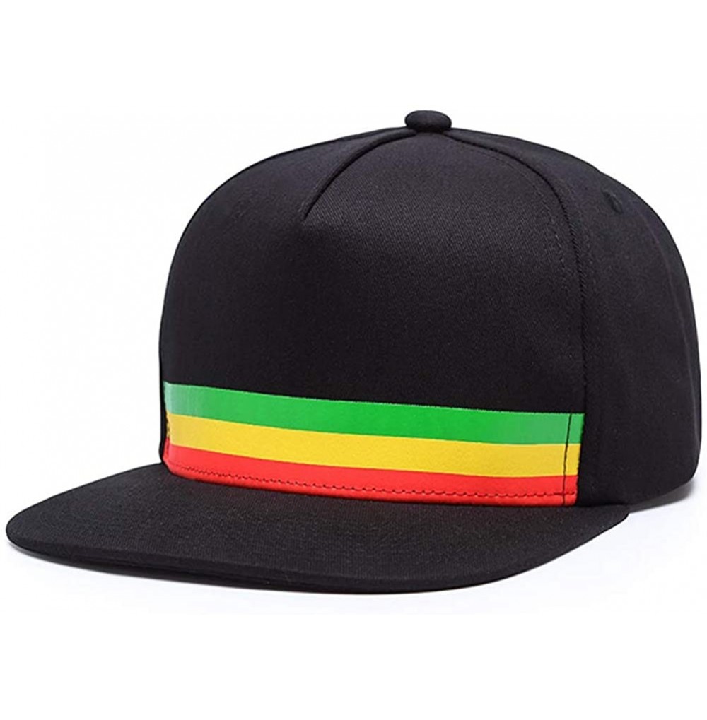 Baseball Caps Unisex Flat Bill Hip Hop Hat Snapback Baseball Cap - Black/Yellow 042 - CF12LUW4AYT