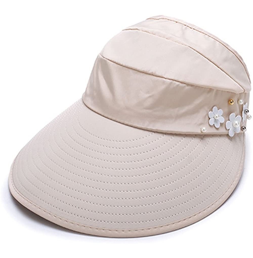 Sun Hats Sun Hats Wide Brim UV Protection Beach Packable Visor Summer Adjustable Cap - Beige - CS18D7M327D