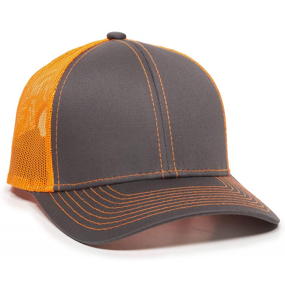 Baseball Caps Structured mesh Back Trucker Cap - Charcoal/Neon Orange - CR182G20X2K