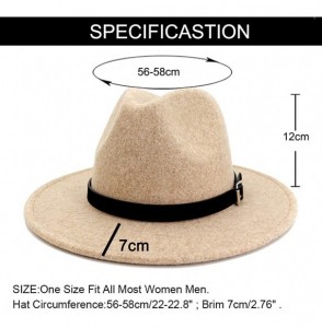 Fedoras Classic Wool Fedora Hats Wide Brim Belt Buckle for Women & Men - Y-beige - C5192ATGE5U