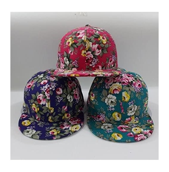 Baseball Caps Rose Flower Hip-Hop Baseball Cap Flat Snapback Hat - Green - CT12HQHO331