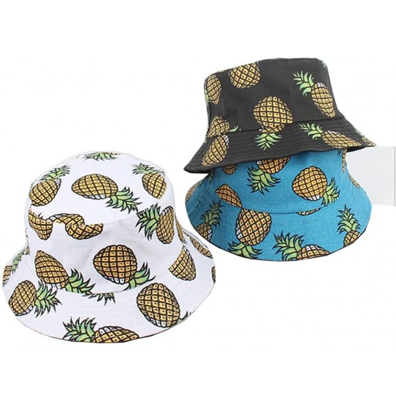 Bucket Hats Unique Pineapple Pattern Bucket Hat Unisex Fruit Print Fisherman Cap Summer Packable Reversible Sun Hat - Blue - ...