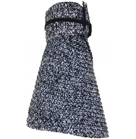 Sun Hats Tweed Womens Packable Roll-Up Wide Brim Sun Visor (One Size) - Black - CT17YUQIY4K