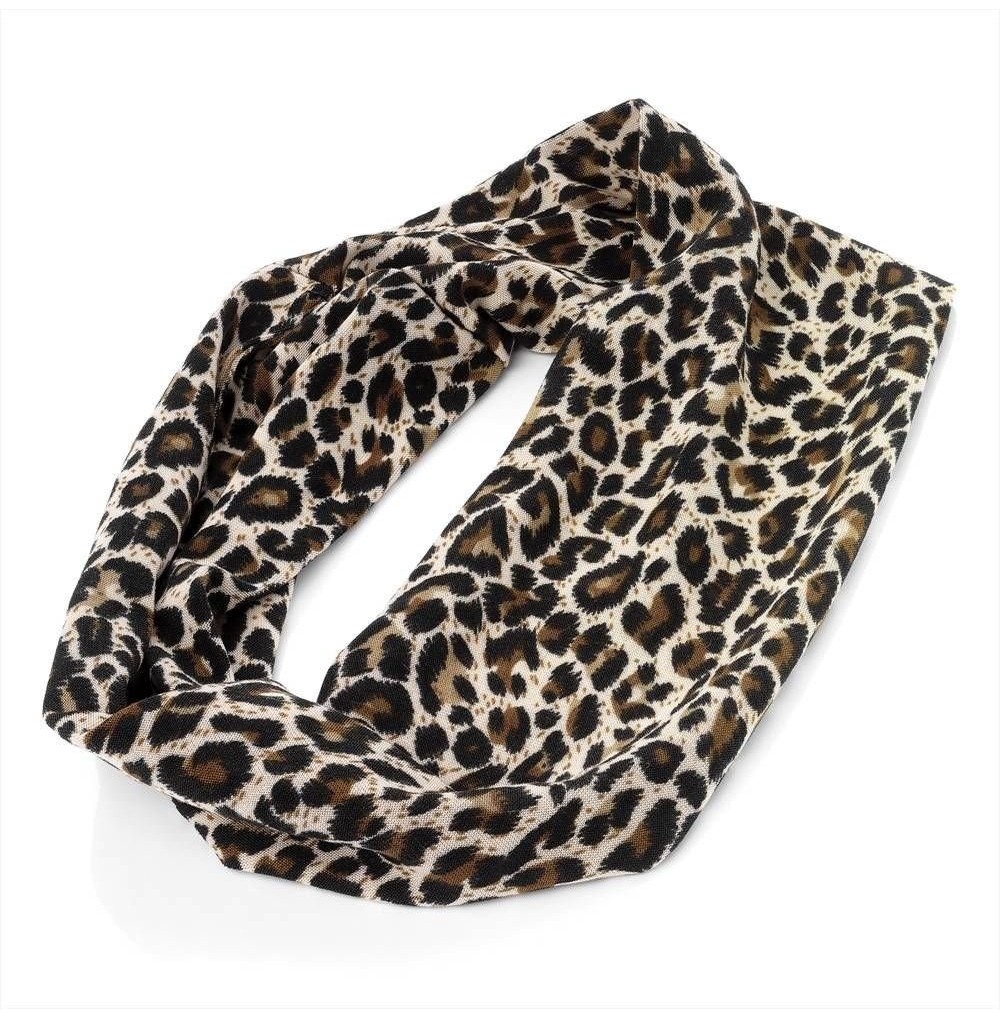 Headbands Brown Animal Leopard Print Headband Stretch Elasticated Bandeaux 8cm wide - C111FAF6G9Z