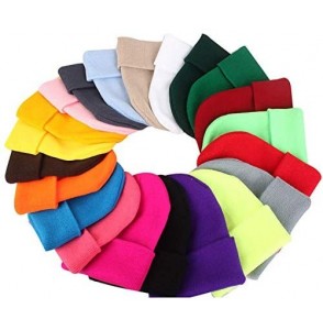 Skullies & Beanies Unisex Cuff Warm Winter Hat Knit Plain Skull Beanie Toboggan Knit Hat/Cap - Dark Green - C5193K8NTR3