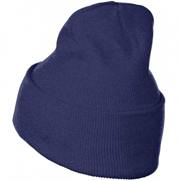 Skullies & Beanies Fashion GOL-den Girls Knit Hat Winter Hats Knitted Unisex Warm Ski Hats Black - Navy - CJ18AN3X9LS
