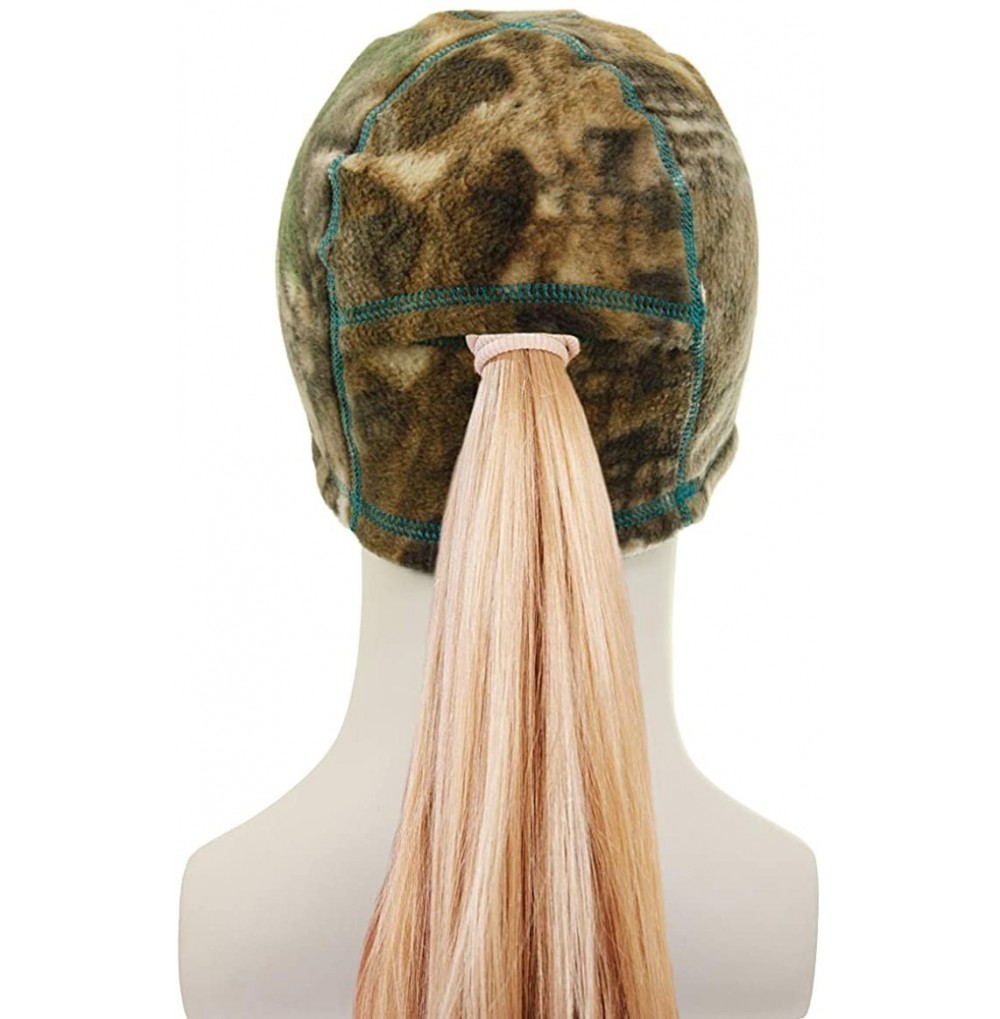 Skullies & Beanies Ladies Camo Beanie with Ponytail Hole - Realtree Xtra/Teal Fleece - CH18DEDHY9D