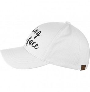 Baseball Caps Women's Embroidered Quote Adjustable Cotton Baseball Cap- Resting Beach Face- White - CO180TSRLLD