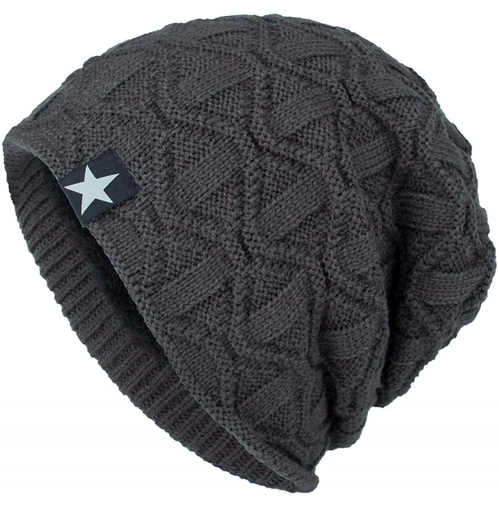 Skullies & Beanies Beanie Hat for Men Women Winter Warm Knit Slouchy Thick Skull Cap Casual Down Headgear Earmuffs Hat - CD18...