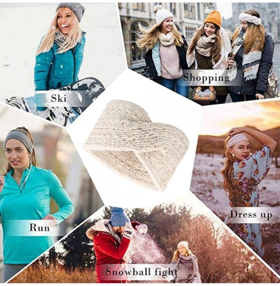 Cold Weather Headbands Womens Winter Warm Soft Crochet Knit Headwrap Ear Warmer Headband for Women - Beige - C519258IXE0