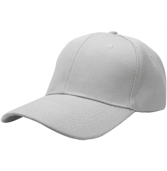 Baseball Caps Wholesale 12-Pack Baseball Cap Adjustable Size Plain Blank Solid Color - Light Gray - C0196G3T5AG