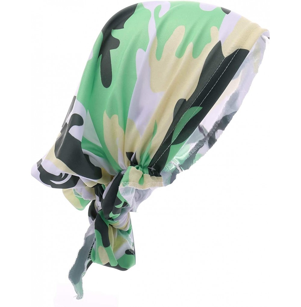 Skullies & Beanies Women Chemo Headscarf Pre Tied Hair Cover for Cancer - Green Camouflage - CW198KMZ5TK