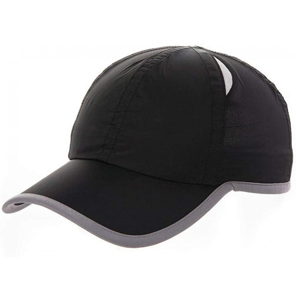 Baseball Caps Unisex SPF Quick-Drying Running Baseball Cap Large Bill Sun Hat 55-61cm - Black_1026 - C018E57YQGT