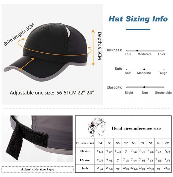 Baseball Caps Unisex SPF Quick-Drying Running Baseball Cap Large Bill Sun Hat 55-61cm - Black_1026 - C018E57YQGT