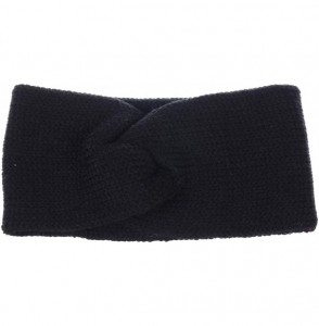 Cold Weather Headbands Women's Winter Chic Solid Knotted Crochet Knit Headband Turban Ear Warmer - Black - CL18IM49488