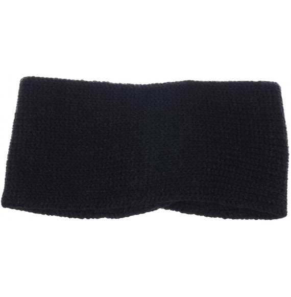 Cold Weather Headbands Women's Winter Chic Solid Knotted Crochet Knit Headband Turban Ear Warmer - Black - CL18IM49488