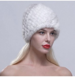 Skullies & Beanies Women's Fur Hat Real Mink Fur Knit Beanie Cap Multicolor - Cross - C012N4TZ3N3