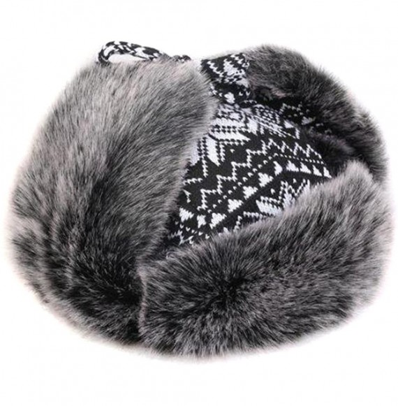 Bomber Hats Winter Knit Aviator Hat Russian Ushanka Cossack Trapper Pilot Cap Hat with Faux Fur Lining for Women Men - CS18YG...
