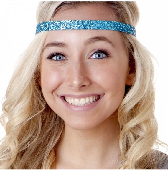 Headbands Women's Adjustable NO SLIP Bling Glitter Headband Mixed 3pk (Teal) - Teal Blue 3pk - CG11OI3WA27