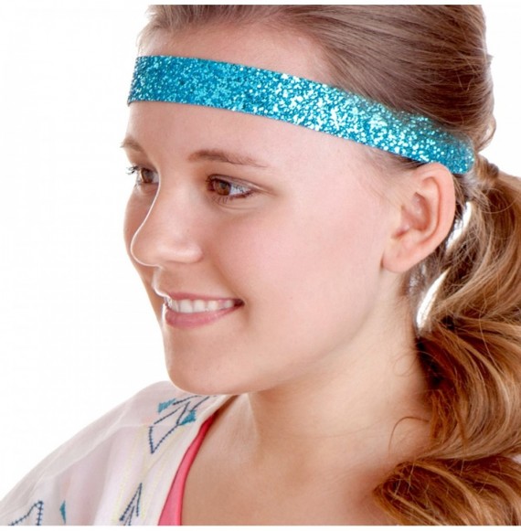 Headbands Women's Adjustable NO SLIP Bling Glitter Headband Mixed 3pk (Teal) - Teal Blue 3pk - CG11OI3WA27