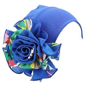 Skullies & Beanies Stretchy Patients Bandanas African Hairband - Blue Flower +Black Flower - C118YZ3YIDK