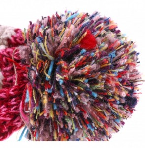 Skullies & Beanies Women Girl Winter Knit Beanie Soft Warm Fleece Lining Pompoms Hats Snow Ski Cap - Mixed Color Khaki - C518...