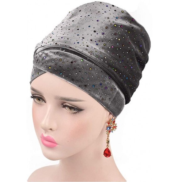 Skullies & Beanies Women's Muslim Scarf Hat Stretch Turban Headwear for Cancer Chemo - Gray - CV18G7Y9542
