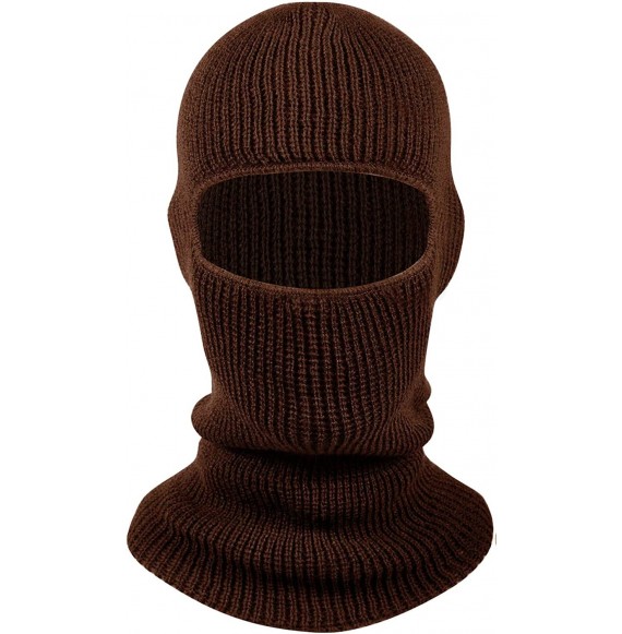 Balaclavas Unisex Thick Knit One Hole Ninja Balaclava Snowboarding Face Mask - Brown - C411QNLN9IH