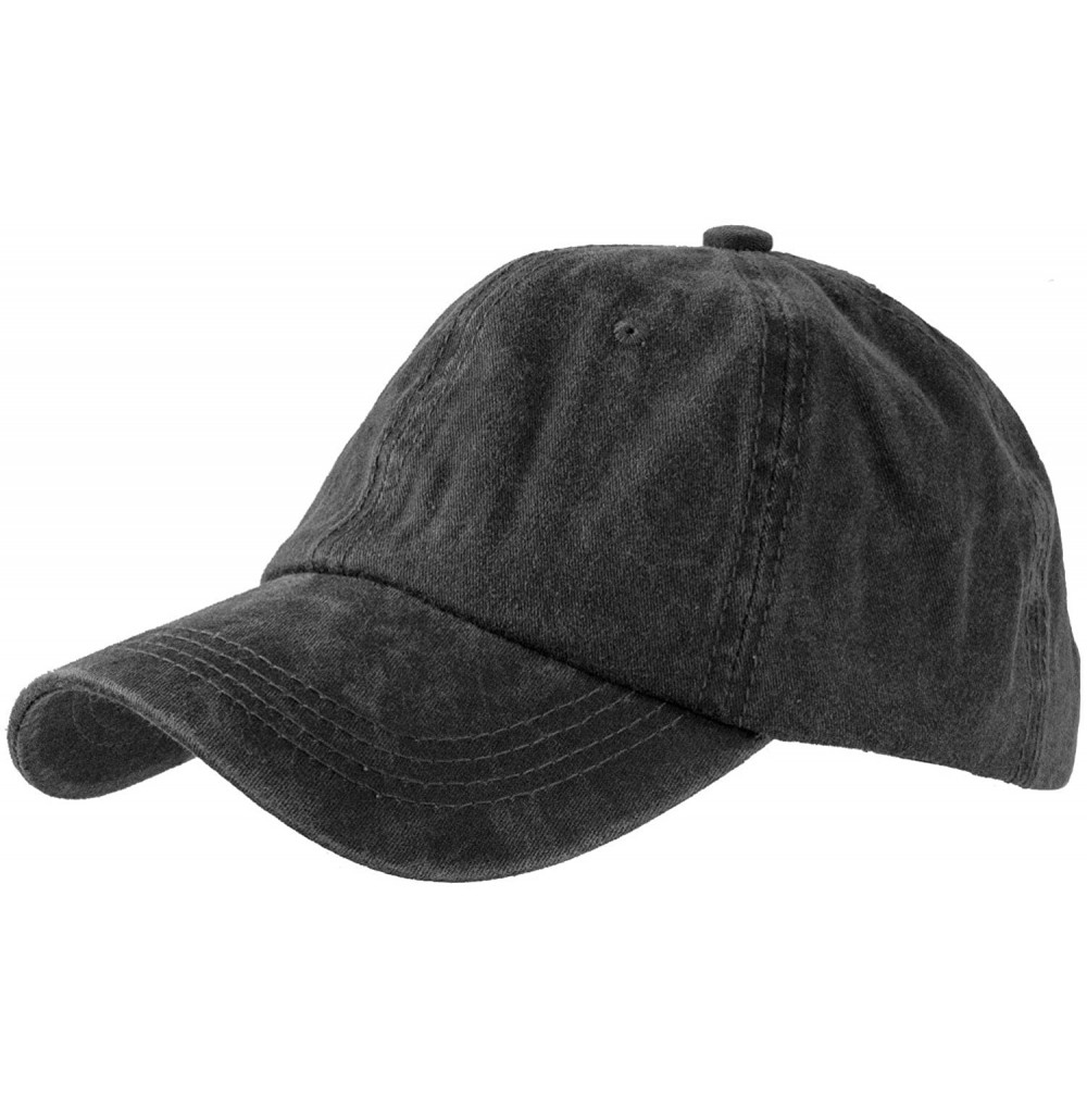 Baseball Caps Unisex Stone Washed Cotton Baseball Cap Adjustable Size - Black - CS11ZX8VNJN