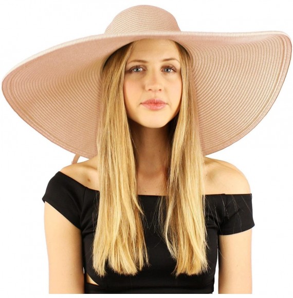 Sun Hats Summer Elegant Derby Big Super Wide Brim 8" Brim Floppy Sun Beach Dress Hat - Dusty Pink - CT18ERRO0KS