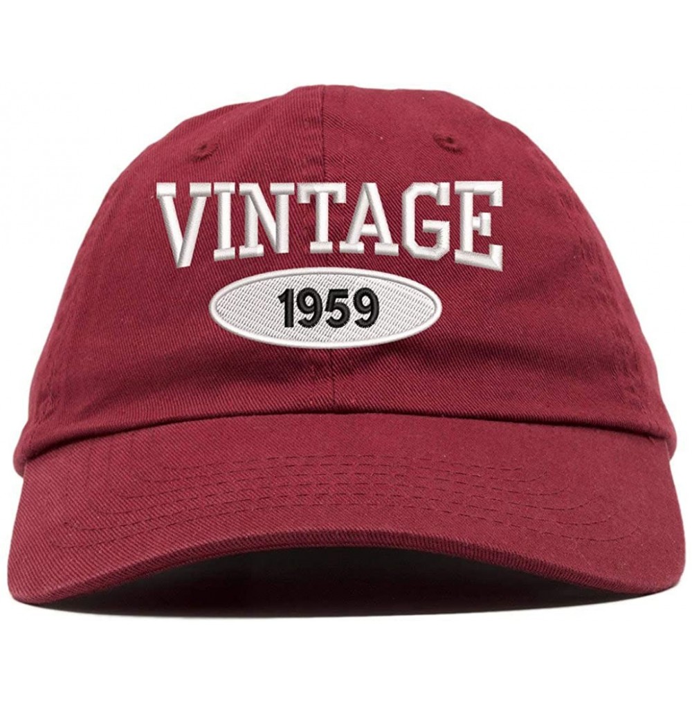 Baseball Caps Vintage 1959 61st Birthday Embroidered Relaxed Fitting Dad Cap - Vc300_maroon - C318QEONHXY