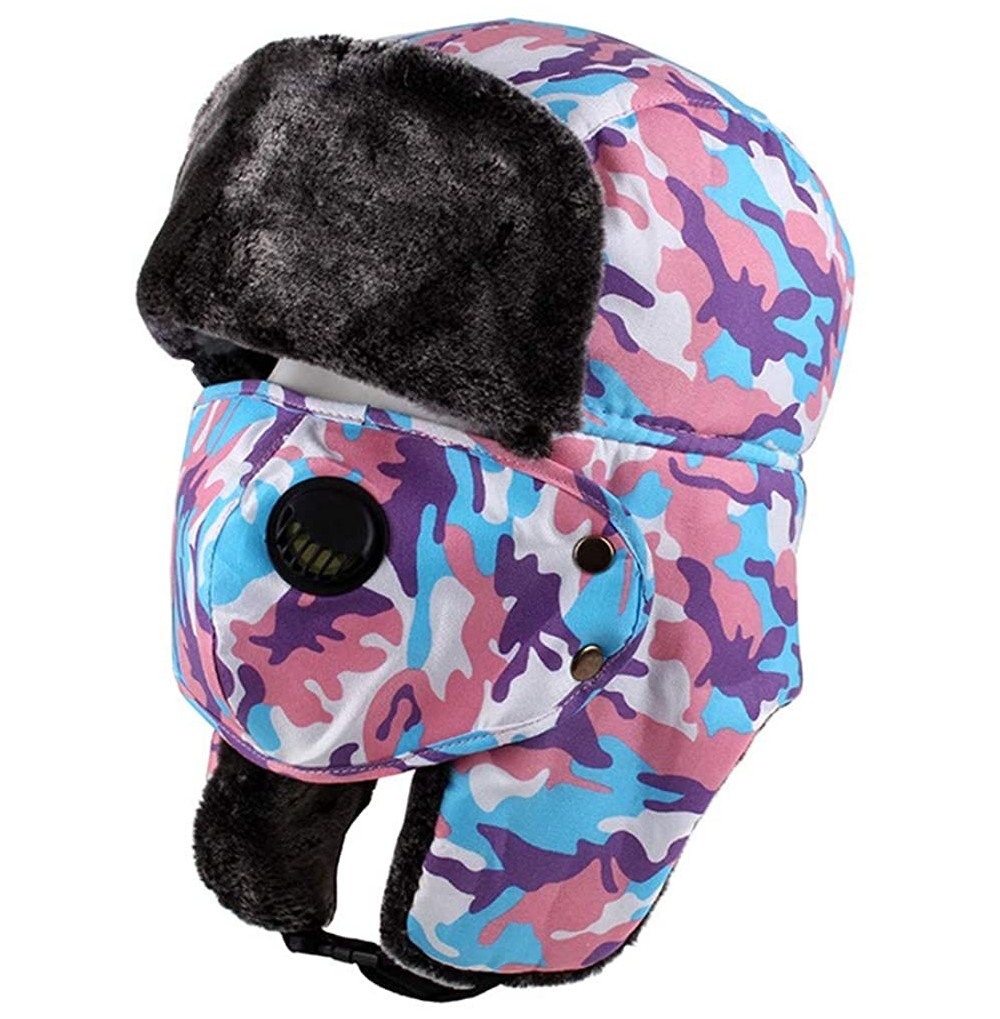 Bomber Hats Winter Warm Trapper Hat with Windproof Mask Winter Ear Flap Hat for Men Women - Z-color3 - CJ192LZCKCQ