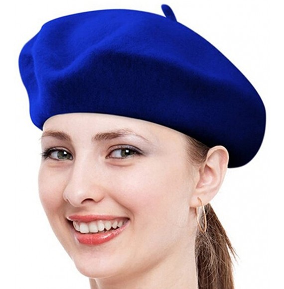 Berets Women Ladies Solid Painters Color Classic French Fashion Wool Bowler Beret Hat - Blue - C012O3AZ7P1