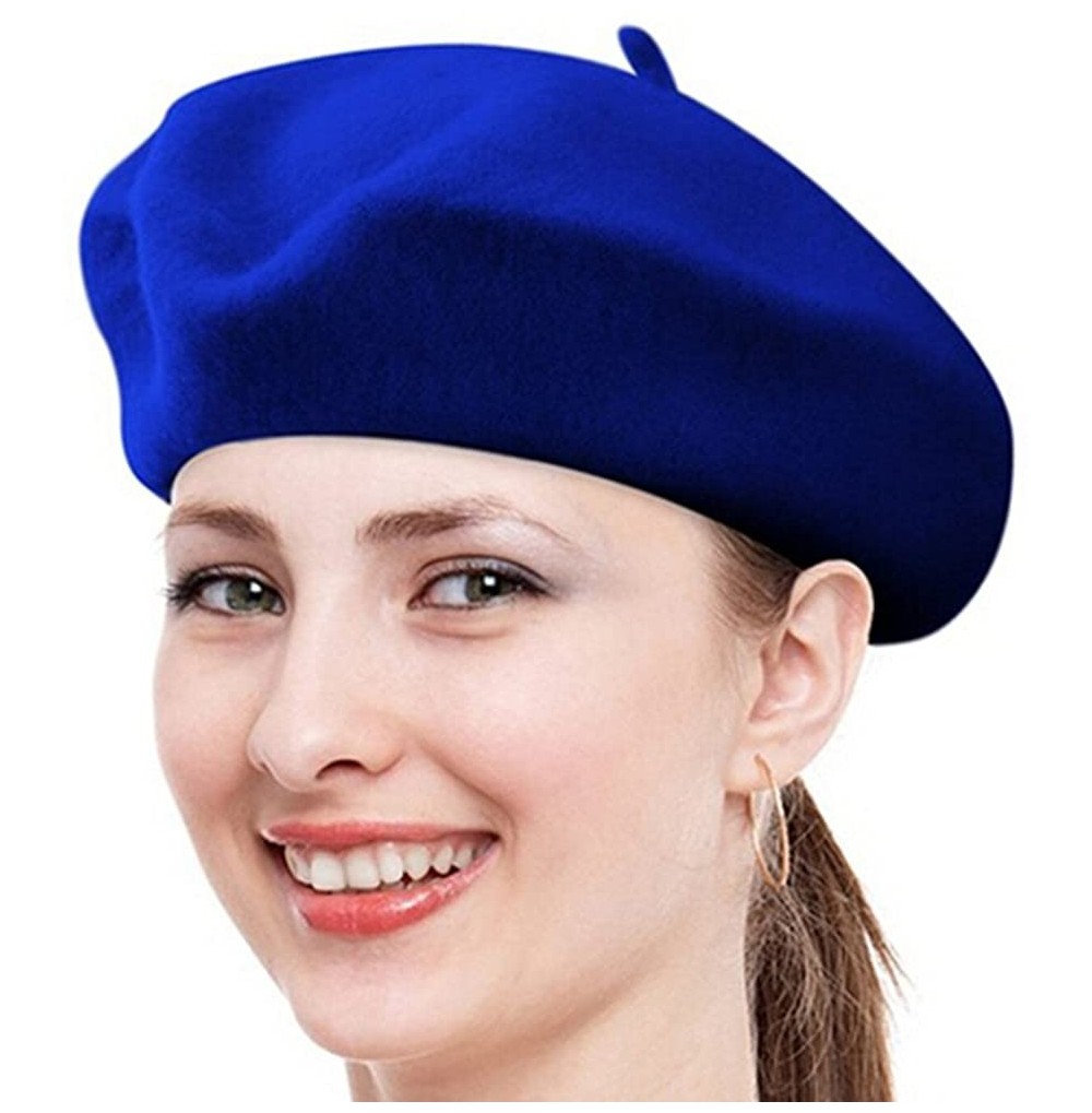 Berets Women Ladies Solid Painters Color Classic French Fashion Wool Bowler Beret Hat - Blue - C012O3AZ7P1
