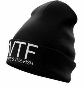 Skullies & Beanies Fishing Gifts for Men - WTF Wheres The Fish Embroidered Carp Fishing Beanie Hat Mens Fishing Tackle - CL18...