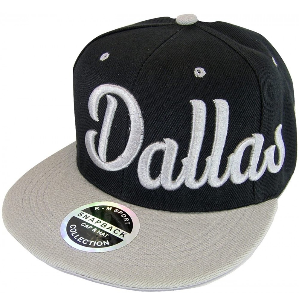 Baseball Caps Dallas Men's Offset Cursive Script Adjustable Snapback Baseball Cap - Black/Gray - CV1866TXUAI