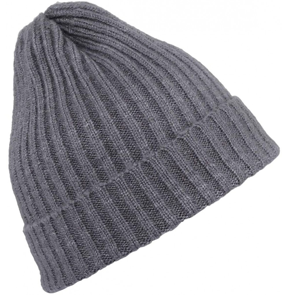 Skullies & Beanies Beanie Hats for Women and Men-Skull Stretch Solid Cuff Knitted Slouchy Caps - Style 2 Dark Grey - CQ18IDE0OLO