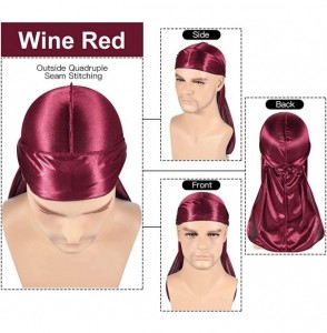 Skullies & Beanies 3PCS Silky Durags Pack for Men Waves- Satin Doo Rag- Award 1 Wave Cap - A-style K - CC196I8OXC0
